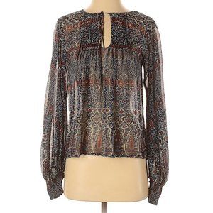 Joie Paisley Silk Chiffon Peasant Top XS